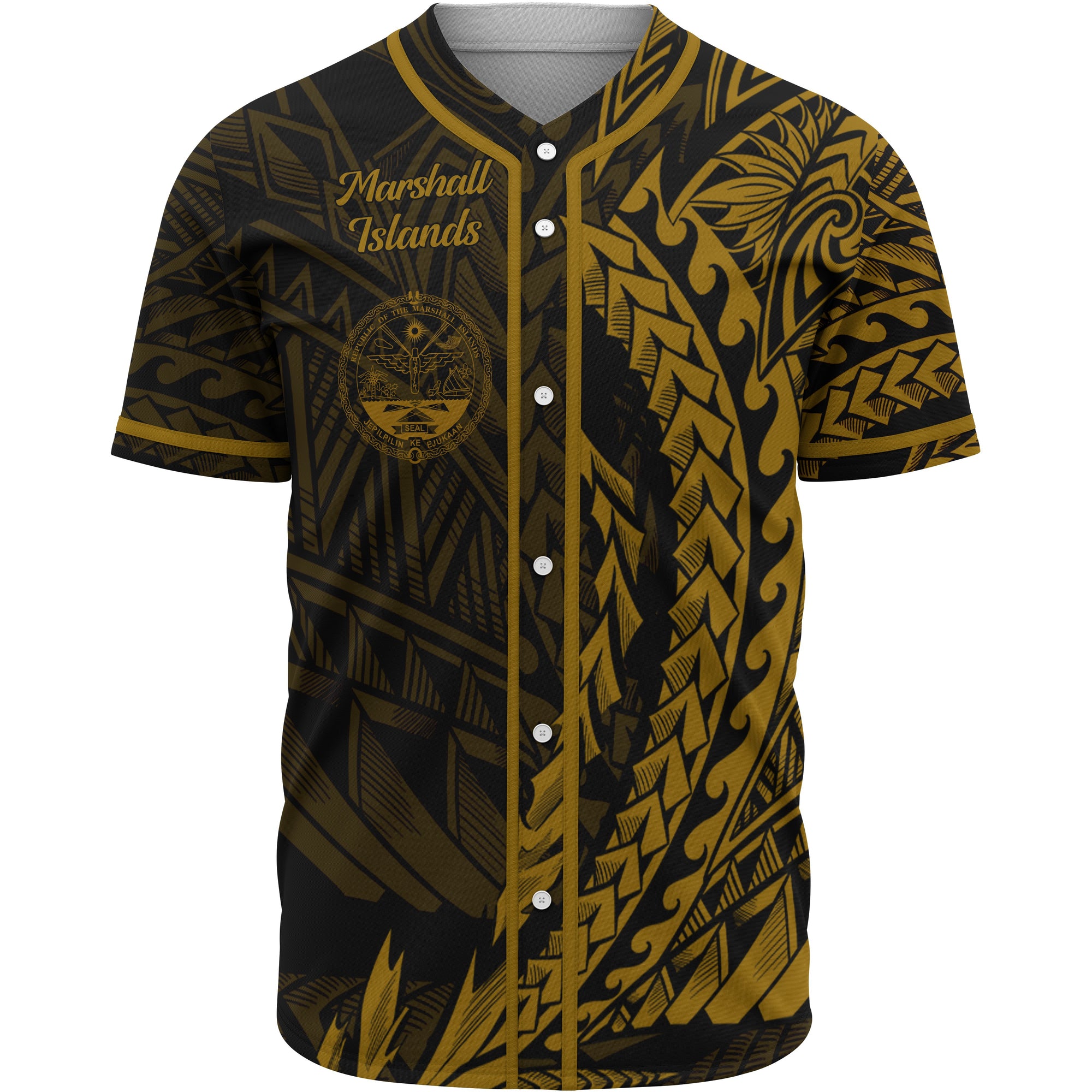 Marshall Islands Baseball Shirt - Wings Style Unisex Gold - Polynesian Pride