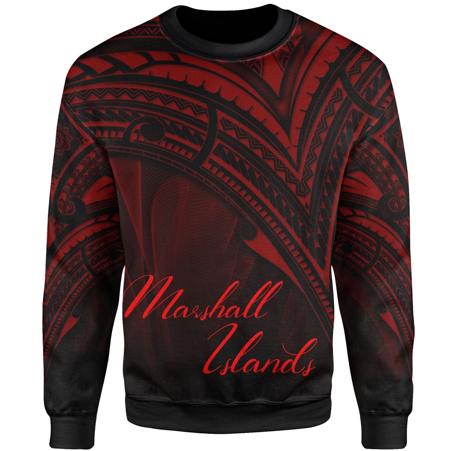 Marshall Islands Sweatshirt - Cross Style Red Color Unisex Black - Polynesian Pride