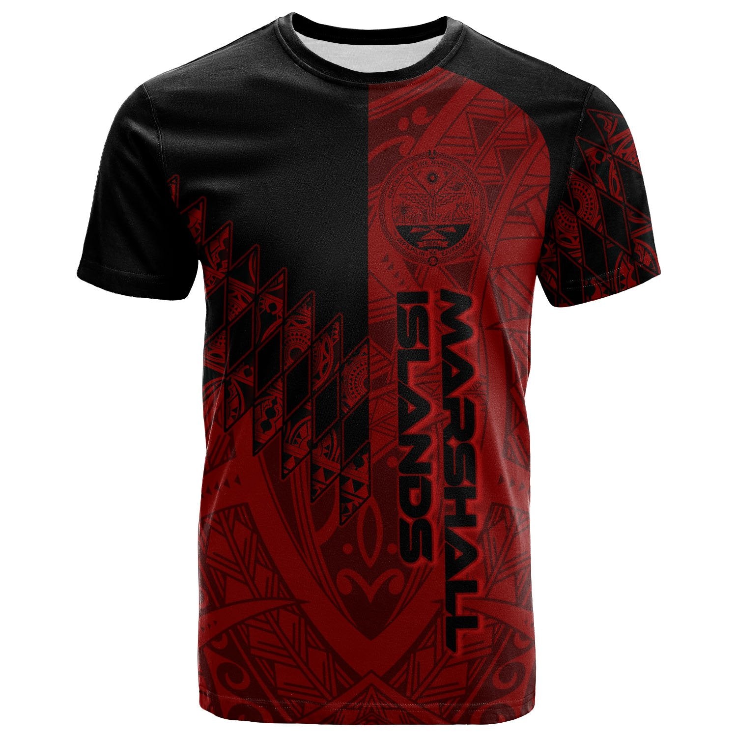 Marshall Islands T Shirt Red Color Symmetry Style Unisex Black - Polynesian Pride