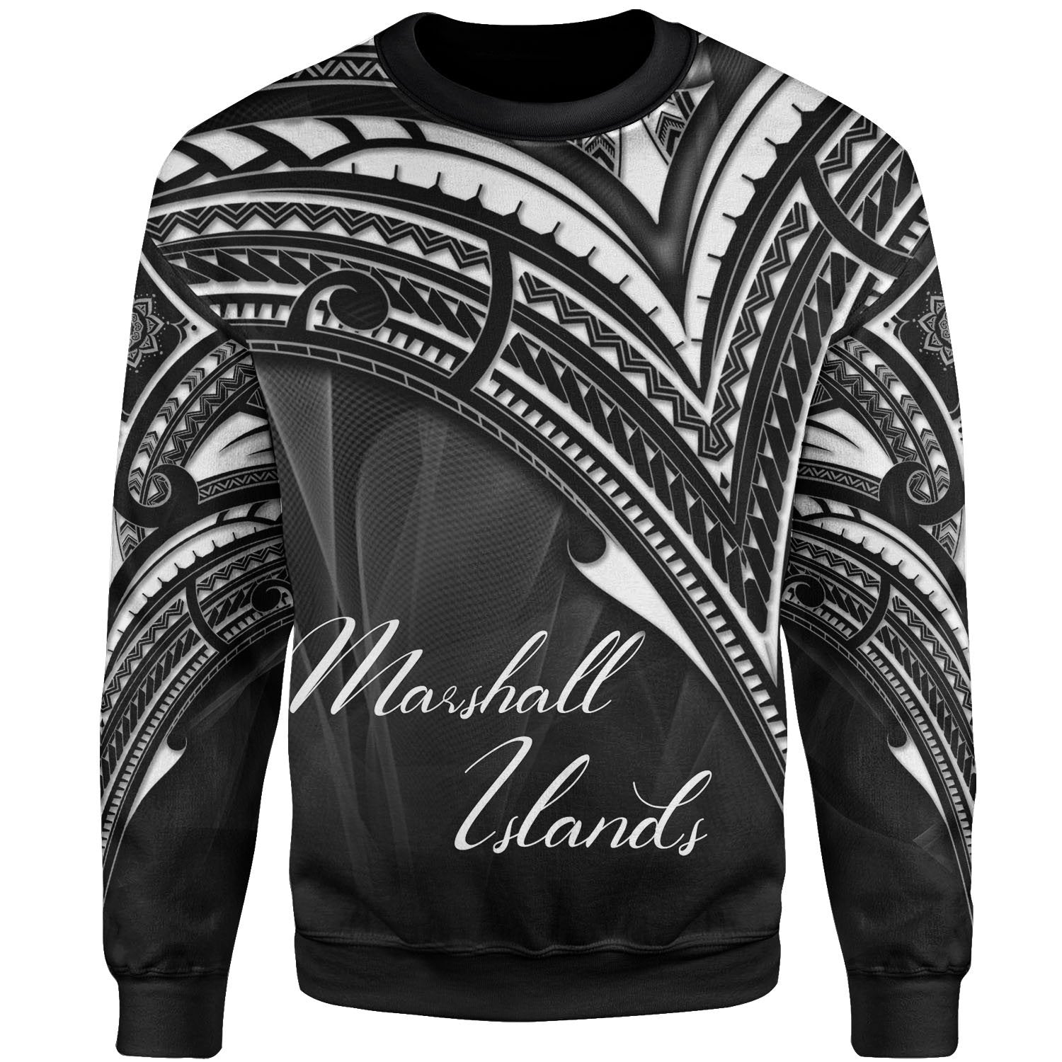 Marshall Islands Sweatshirt - Cross Style White Color Unisex Black - Polynesian Pride