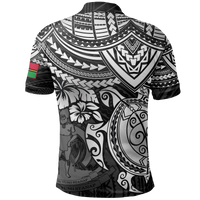 Vanuatu Polo Shirt Vanuatuan Flag Coat Of Arms White Turtle Hibiscus - Polynesian Pride