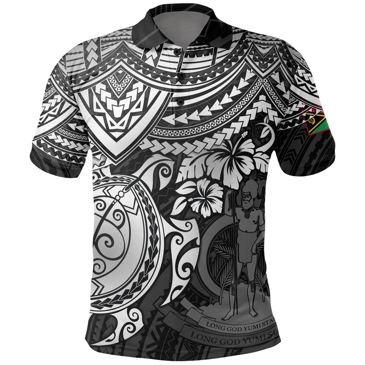 Vanuatu Polo Shirt Vanuatuan Flag Coat Of Arms White Turtle Hibiscus Unisex White - Polynesian Pride