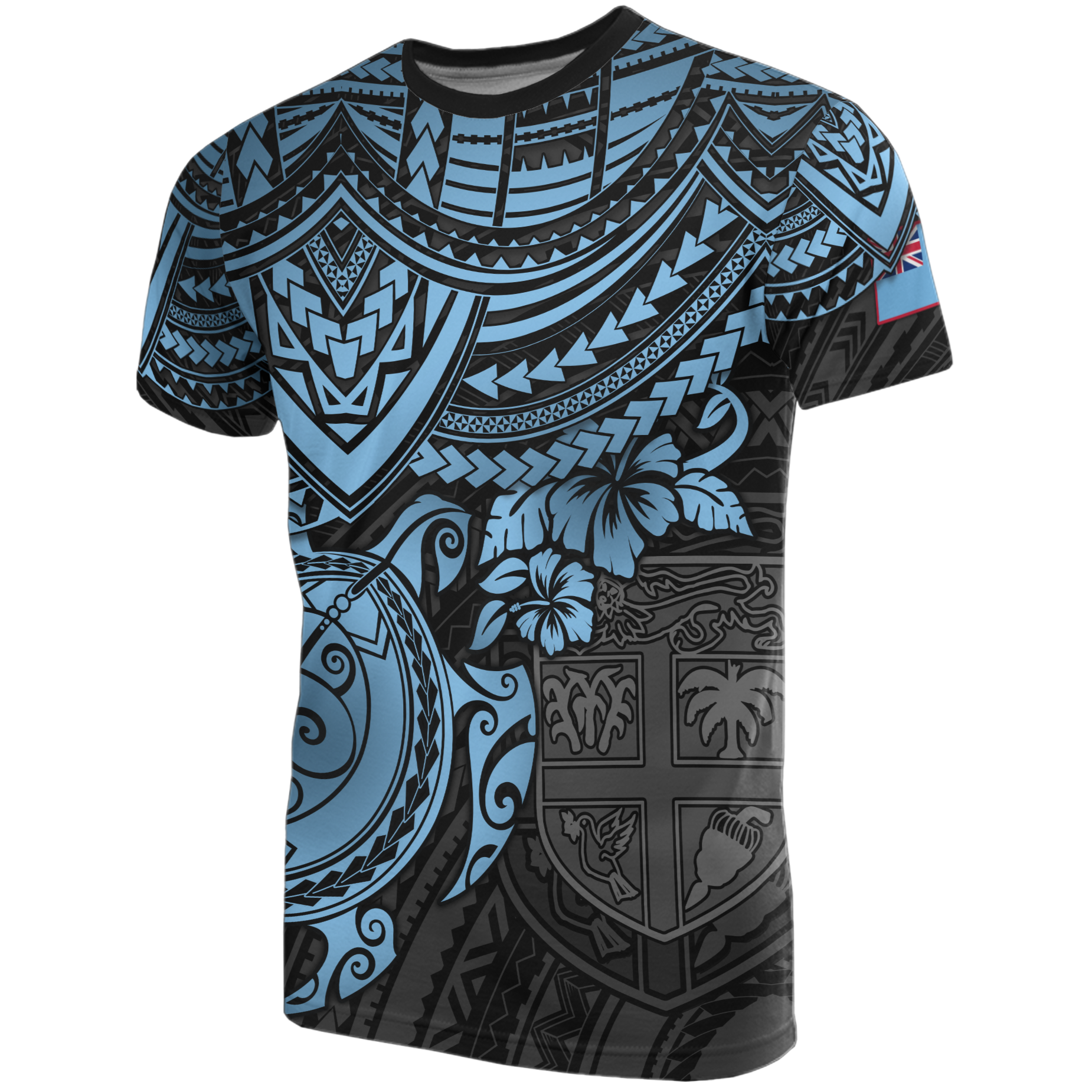 Fiji Polynesian T Shirt Fijian Flag Blue Turtle Hibiscus Unisex Blue - Polynesian Pride