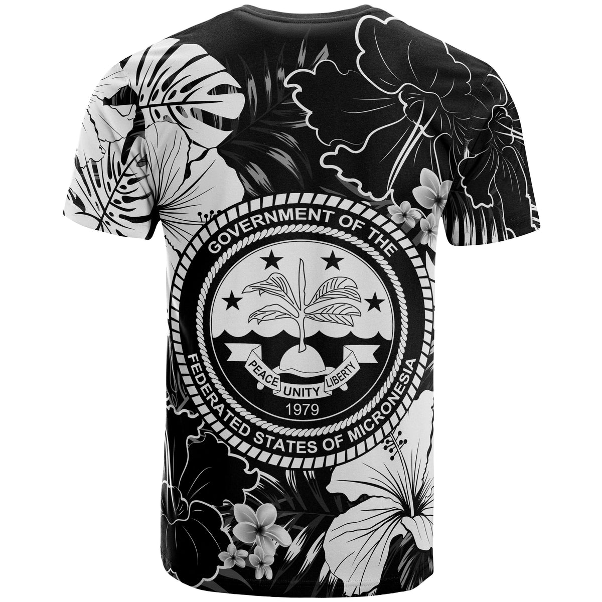 Federated States of Micronesia T Shirt White Hibiscus Palm Monstera - Polynesian Pride