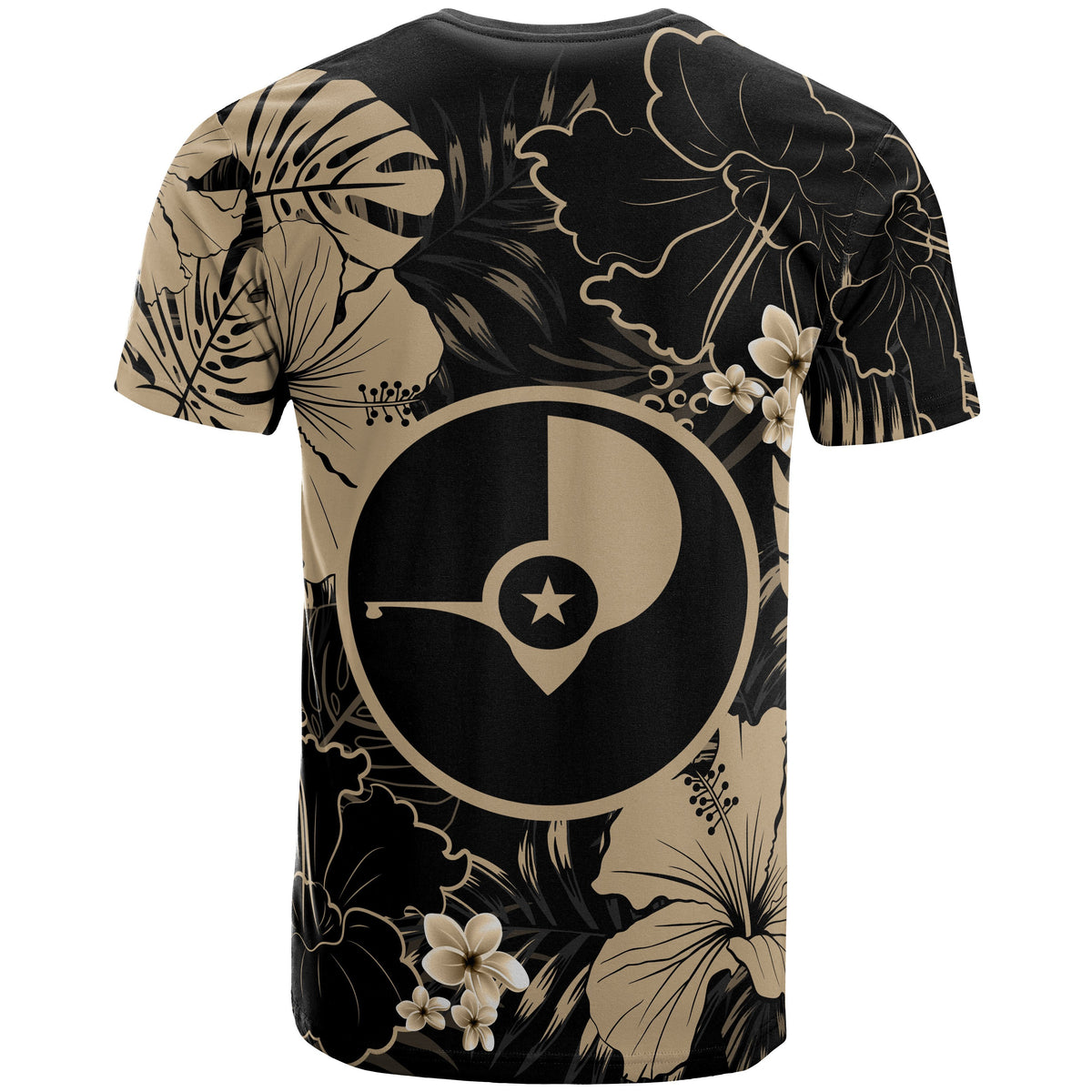 Yap Micronesia T Shirt Yellow Hibiscus Palm Monstera - Polynesian Pride