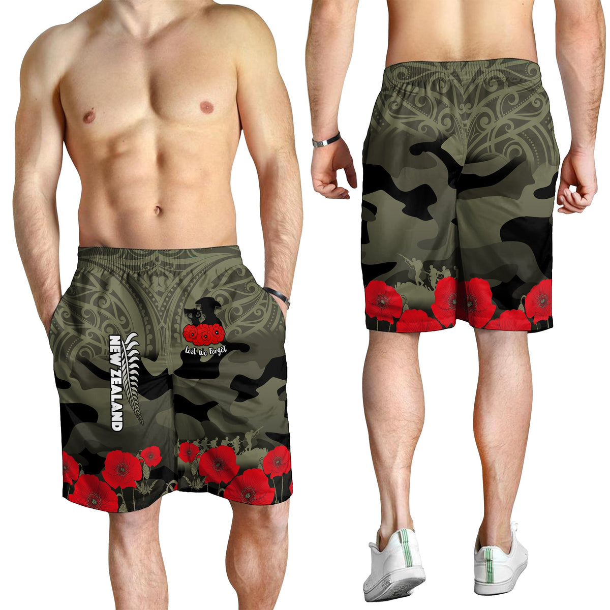 New Zealand ANZAC 2022 Men Shorts Maori Camouflage LT14 6XL - Polynesian Pride