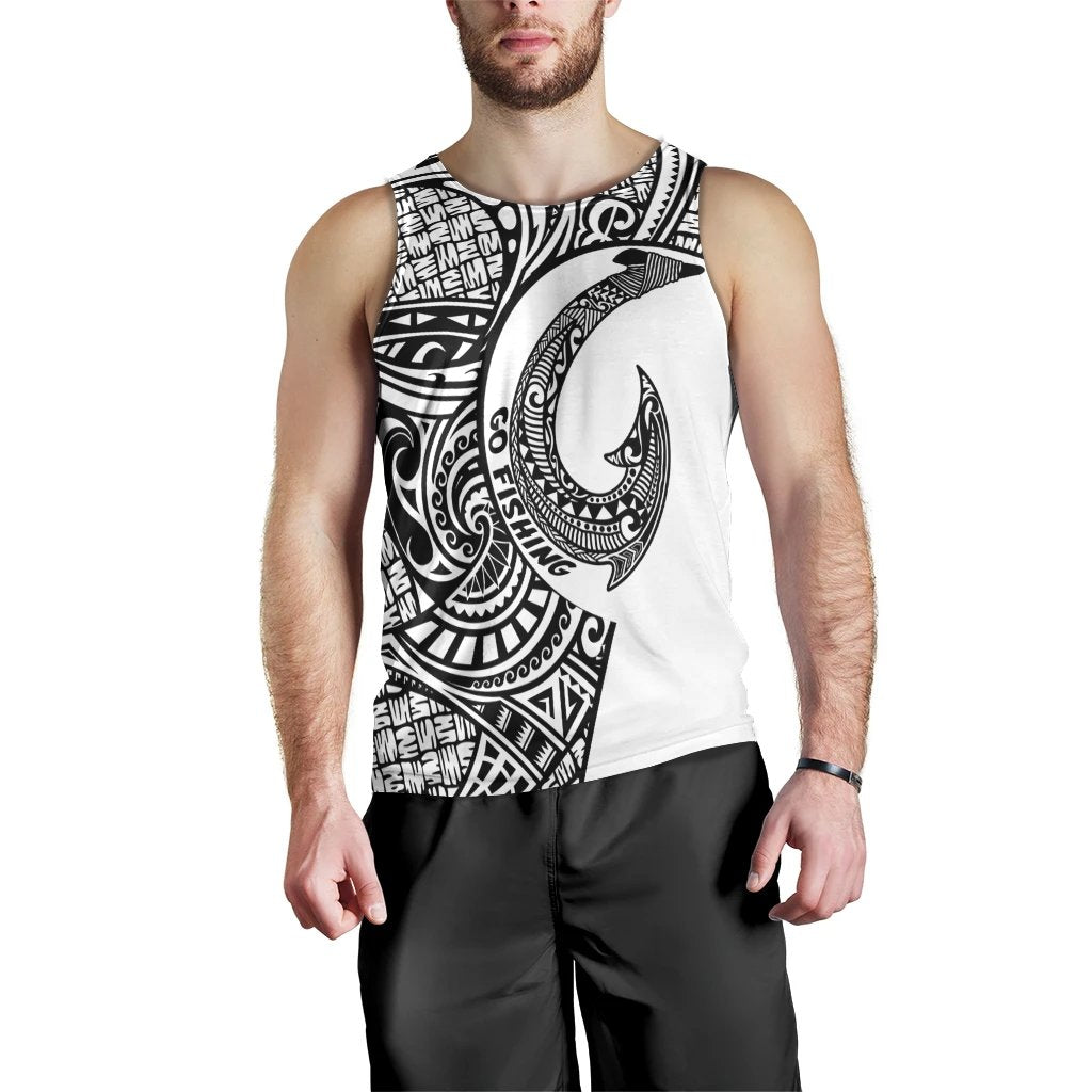 Vanuatu Men's Tank Top - Men's Tank Top - Go Fishing White - Polynesian Pride