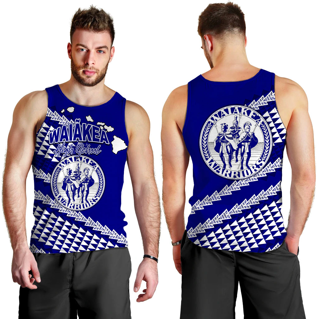 Waiakea High School Hawaii Men Tank Top-Navy Blue LT6 Blue - Polynesian Pride