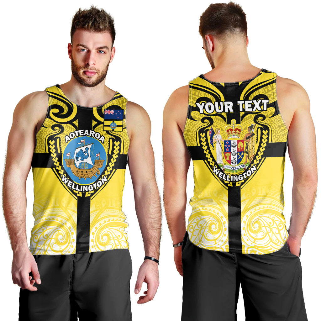 (Custom Personalised) Wellington Men Tank Top New Zealand Maori Pattern LT14 Yellow - Polynesian Pride