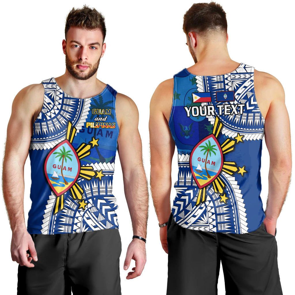 (Custom Personalised) Guam and Philippines Men Tank Top Guaman Filipinas Together Blue LT14 Blue - Polynesian Pride