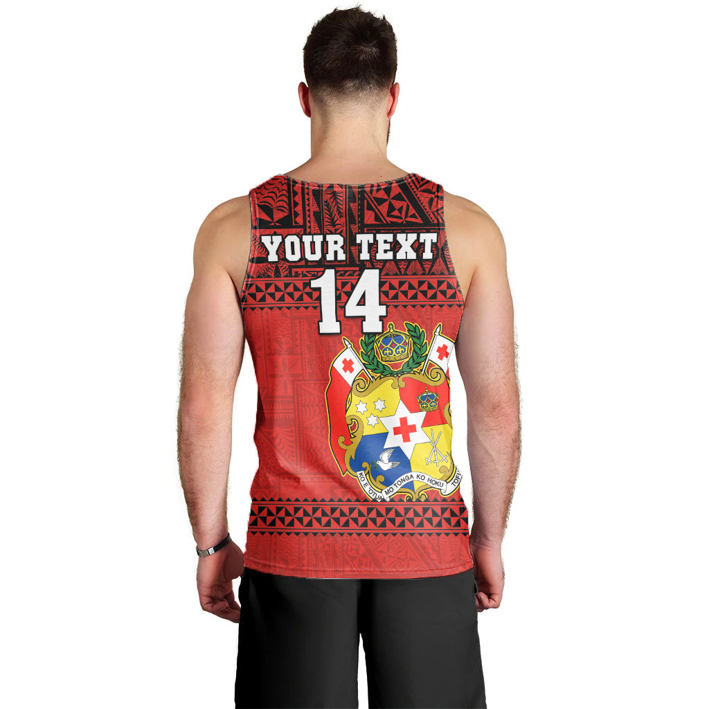 (Custom Text And Number) Tonga Rugby Men Tank Top Mate Maa Tonga Pacific Ngatu Black LT14 - Polynesian Pride