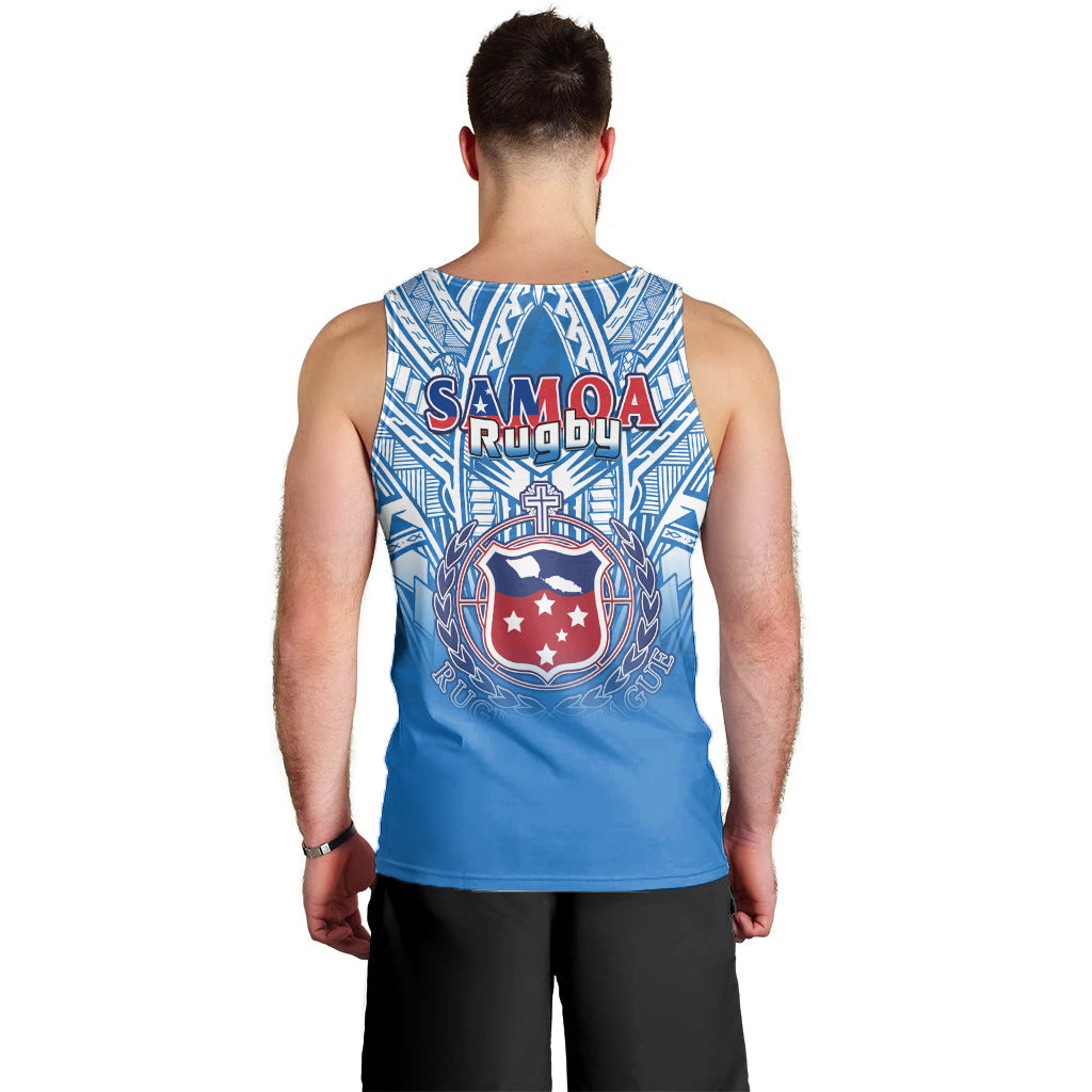 Samoa Rugby Men Tank Top Toa Samoa Polynesian Pacific Blue Version LT14 - Polynesian Pride