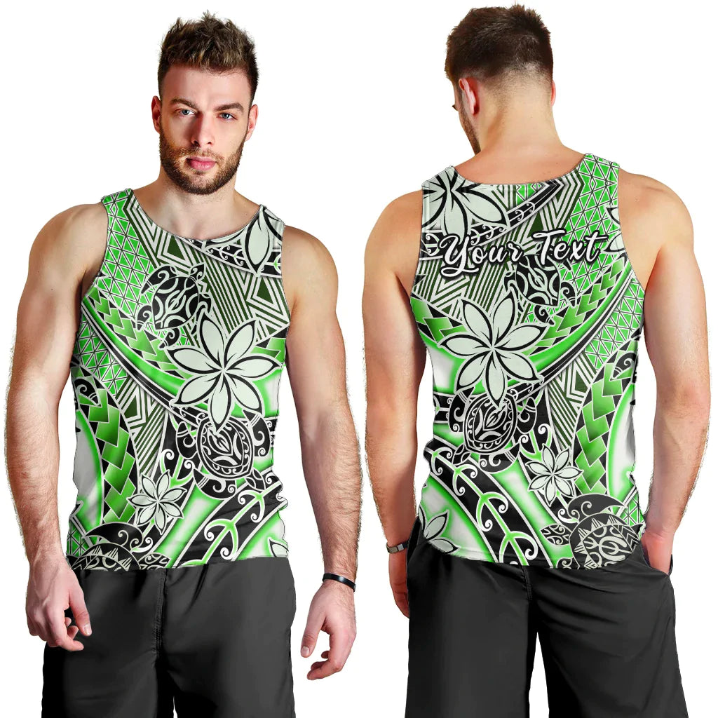 (Custom Personalised) Hawaii Men Tank Top Tribal Plumeria With Polynesian Turtle Ver.01 LT14 Green - Polynesian Pride
