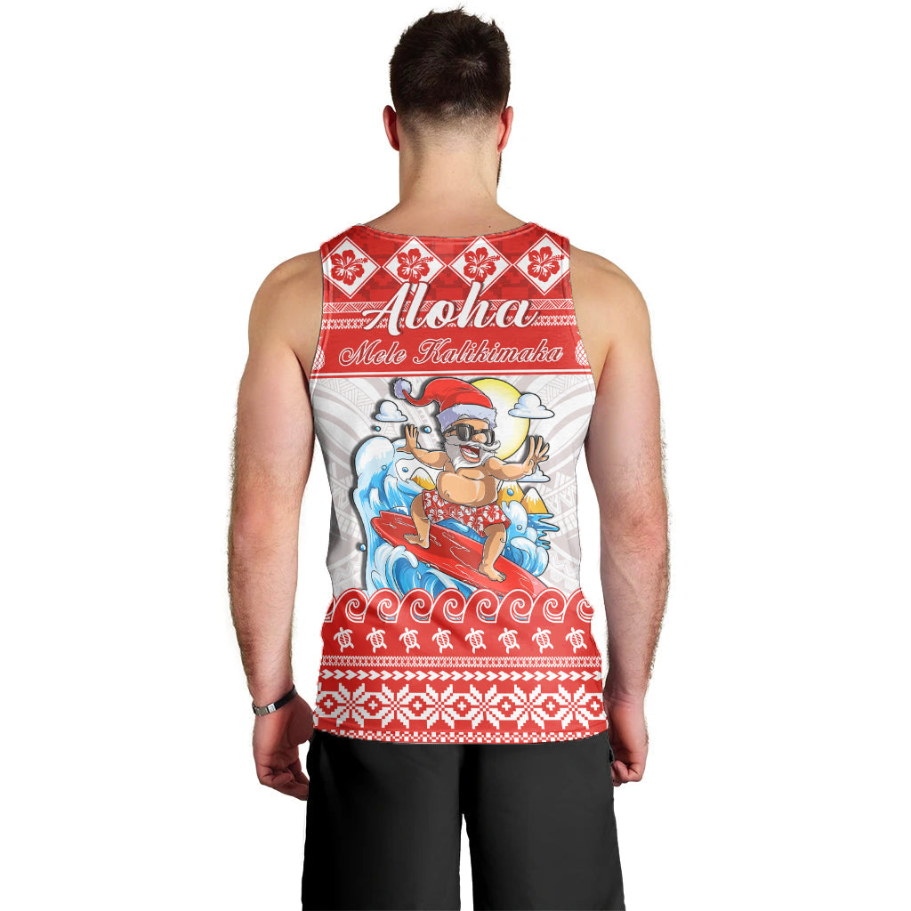 Custom Personalised Hawaii Christmas Men Tank Top Surfing Santa Mele Kalikimaka Polynesian LT14 - Polynesian Pride