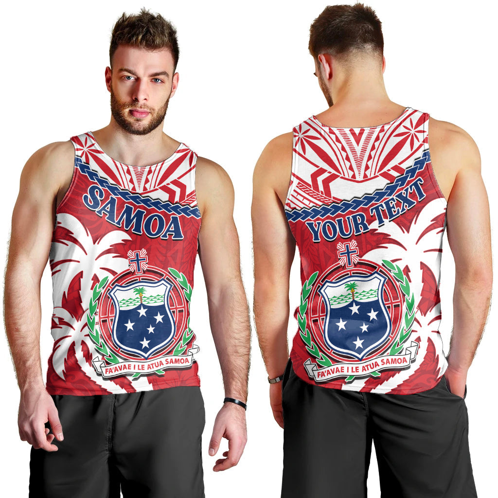 (Custom Personalised) Samoa Men Tank Top Samoan Coat Of Arms With Coconut Red Style LT14 - Polynesian Pride