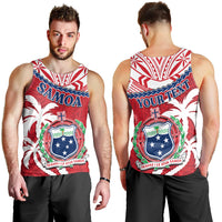 (Custom Personalised) Samoa Men Tank Top Samoan Coat Of Arms With Coconut Red Style LT14 - Polynesian Pride