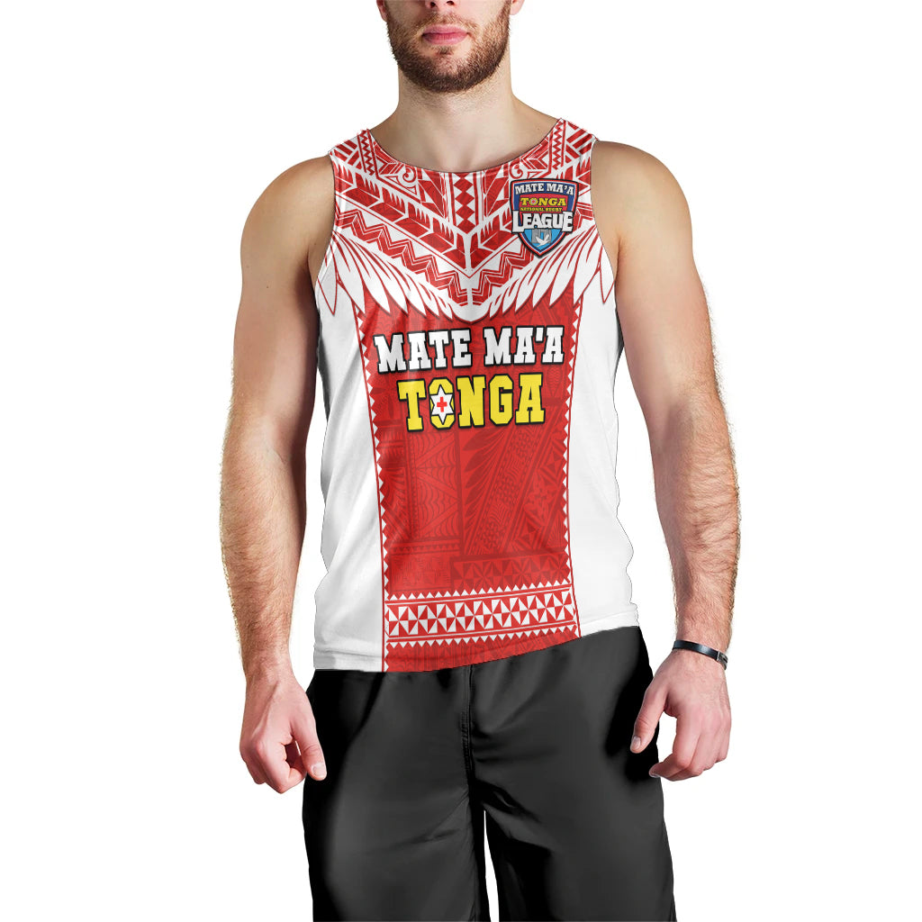 (Custom Text And Number) Tonga Rugby Men Tank Top Mate Maa Tonga Pacific Ngatu White LT14 - Polynesian Pride