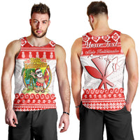 Custom Personalised Hawaii Christmas Men Tank Top Kanaka Polynesian Santa Claus Mele Kalikimaka LT14 Red - Polynesian Pride
