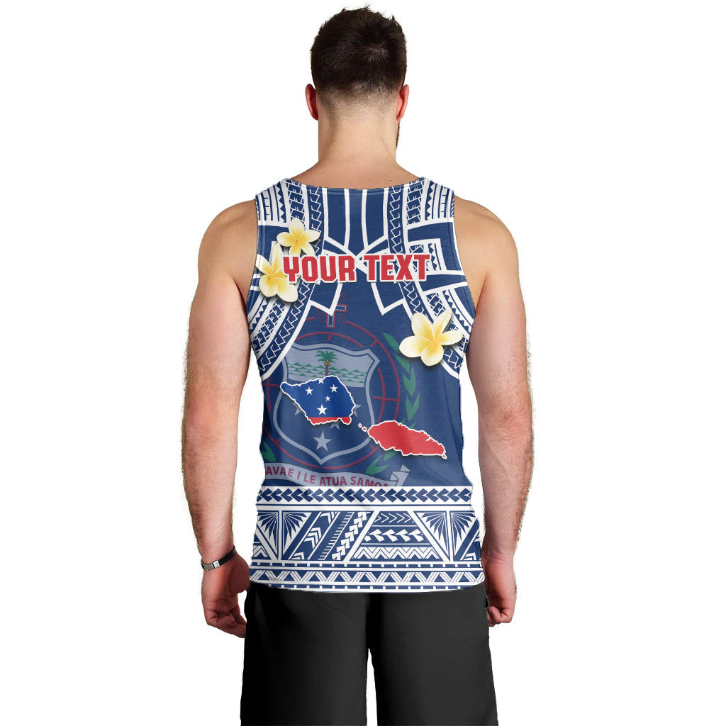 (Custom Personalised) Samoa Men Tank Top Samoan Plumeria Flowers Mix Polynesian Pattern LT14 - Polynesian Pride