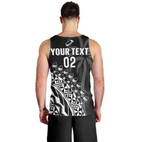 (Custom Text And Number) Fiji Rugby Men Tank Top Fijian Cibi Dance Tapa Pattern Black LT14 - Polynesian Pride