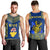 Niue Men Tank Top Happy Constitution Day Niuean Hiapo Crab With Map LT14 Blue - Polynesian Pride