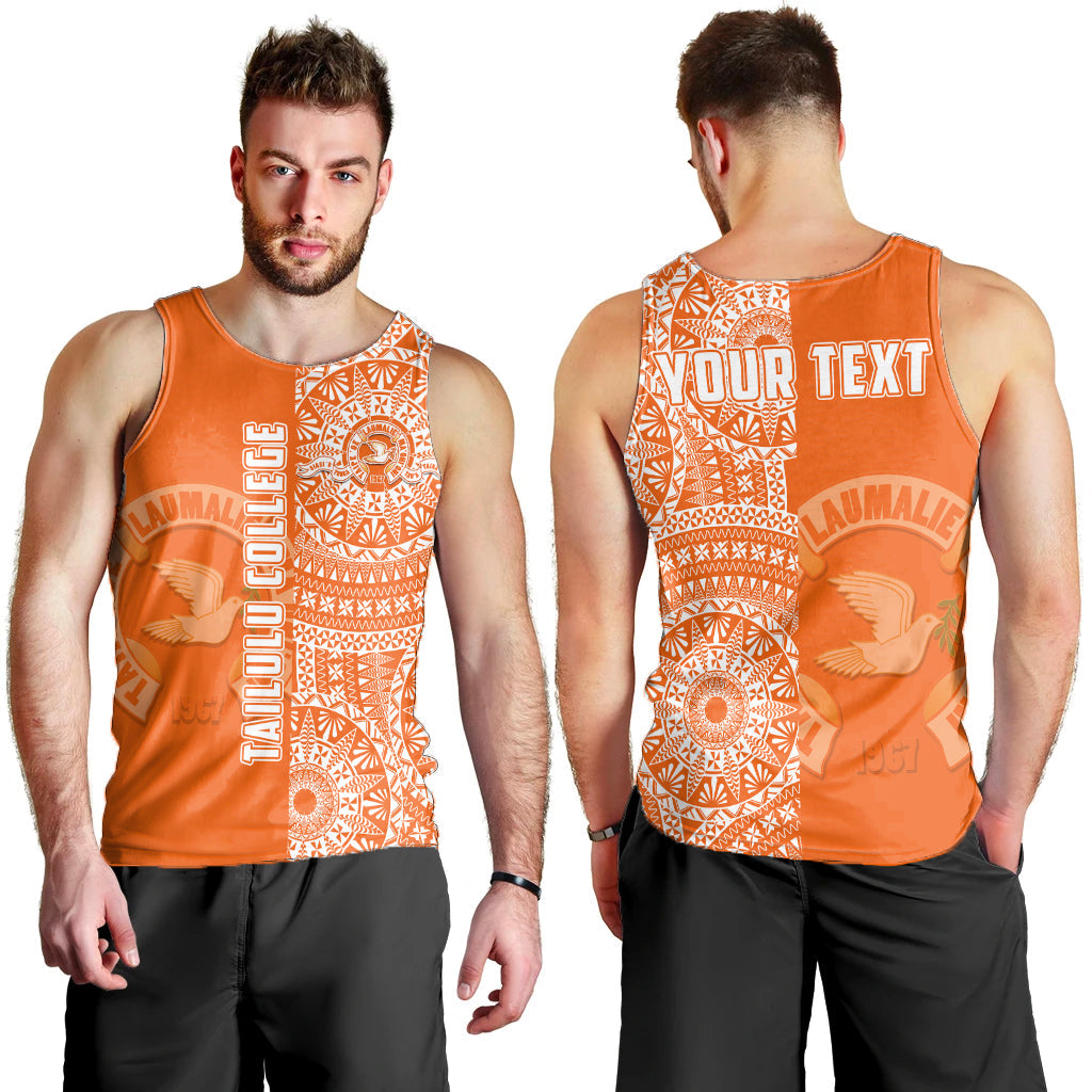 (Custom Personalised) Tailulu Tonga College Men Tank Top Tongan Ngatu Pattern LT14 Orange - Polynesian Pride