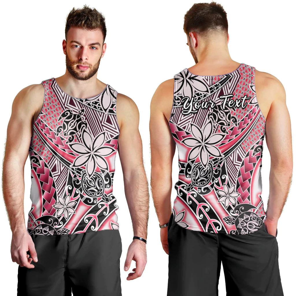 (Custom Personalised) Hawaii Men Tank Top Tribal Plumeria With Polynesian Turtle Ver.03 LT14 Red - Polynesian Pride