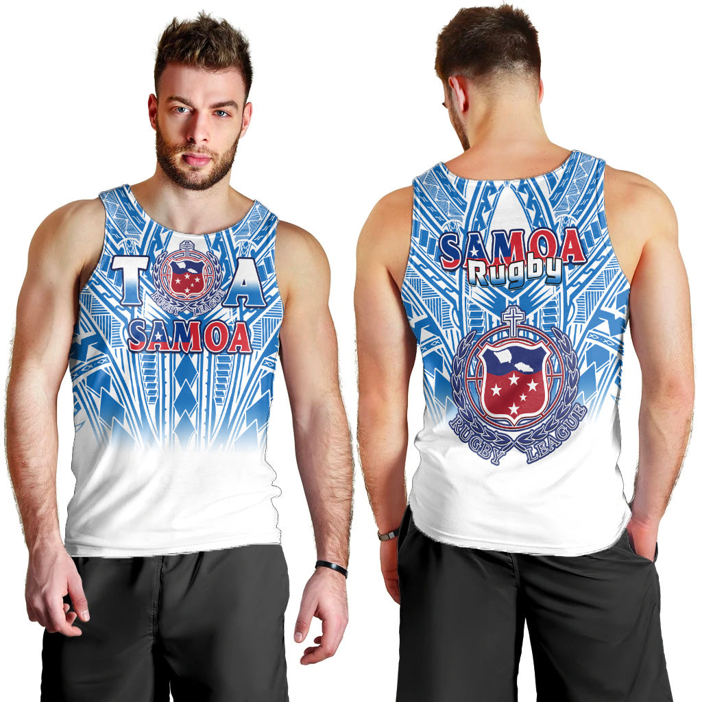 Samoa Rugby Men Tank Top Toa Samoa Polynesian Pacific White Version LT14 White - Polynesian Pride