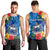 (Custom Personalised) Samoa Men Tank Top Coat Of Arms Mix Tropical Flowers LT14 Blue - Polynesian Pride