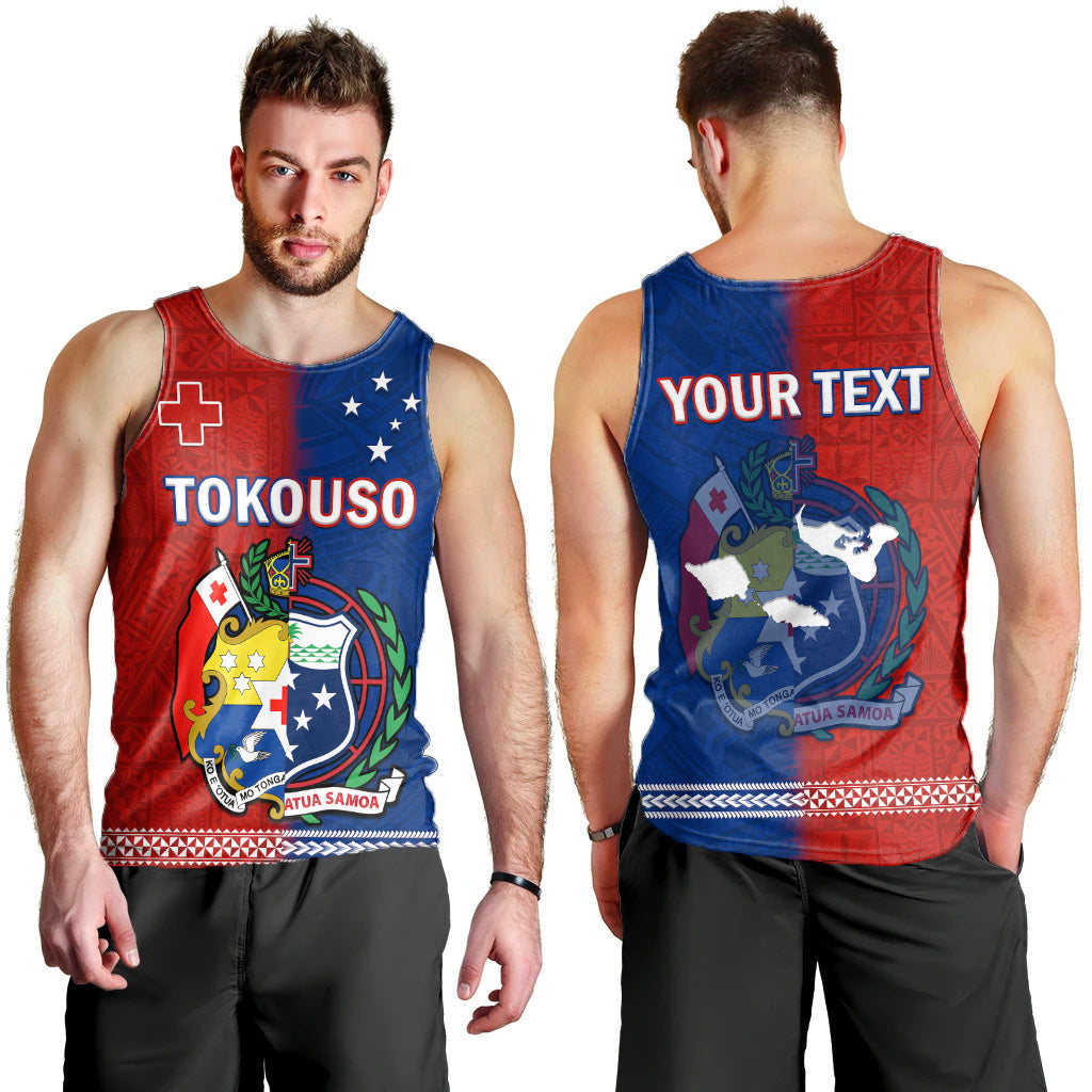 (Custom Personalised) TokoUso Men Tank Top Tonga and Samoa United We Stand Divided We Fall LT14 Blue - Polynesian Pride