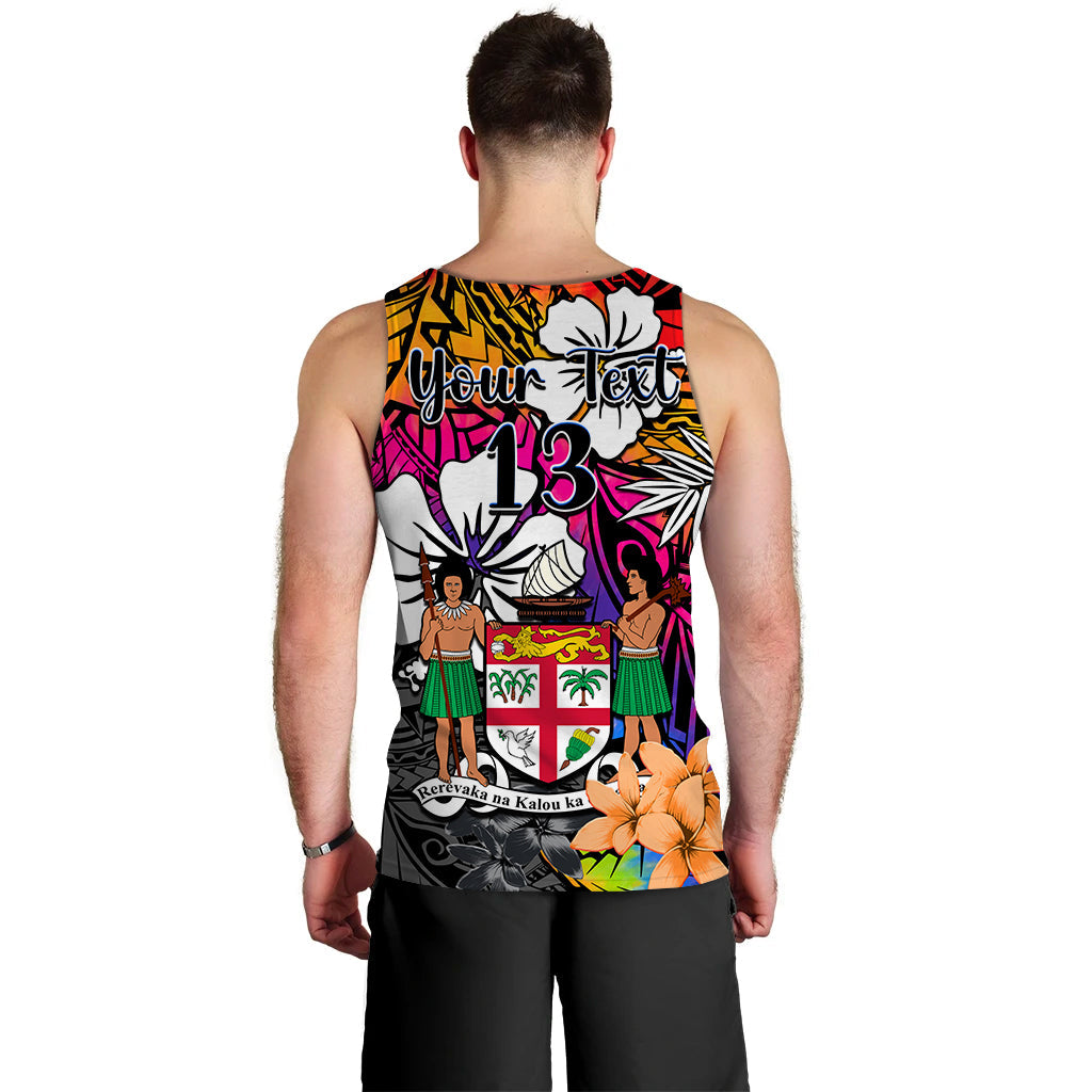 (Custom Text and Number) Fiji Tie Dye Men Tank Top Polynesian Tribal Creative Tropical Flowers LT13 - Polynesian Pride