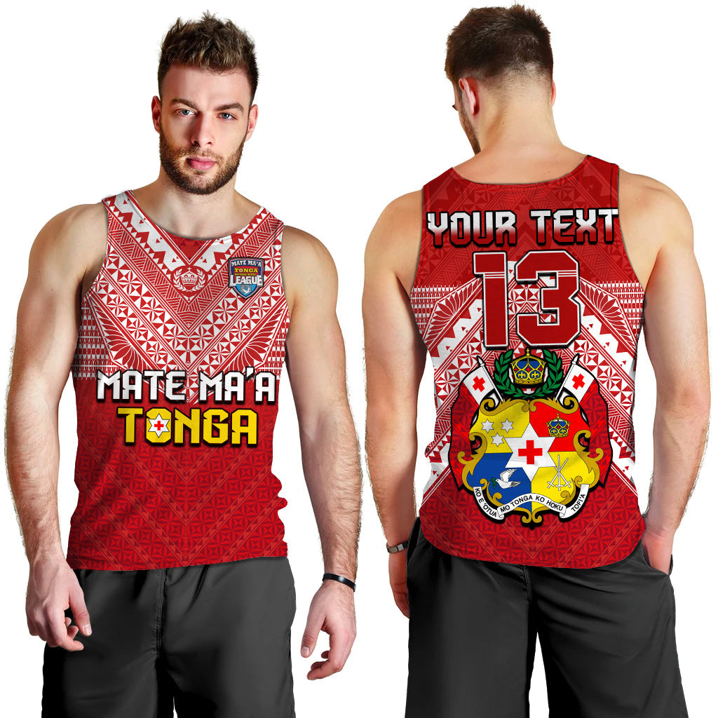 (Custom Text and Number) Tonga Rugby MMT Men Tank Top Ngatu Mate Maa Tonga Special LT13 - Polynesian Pride