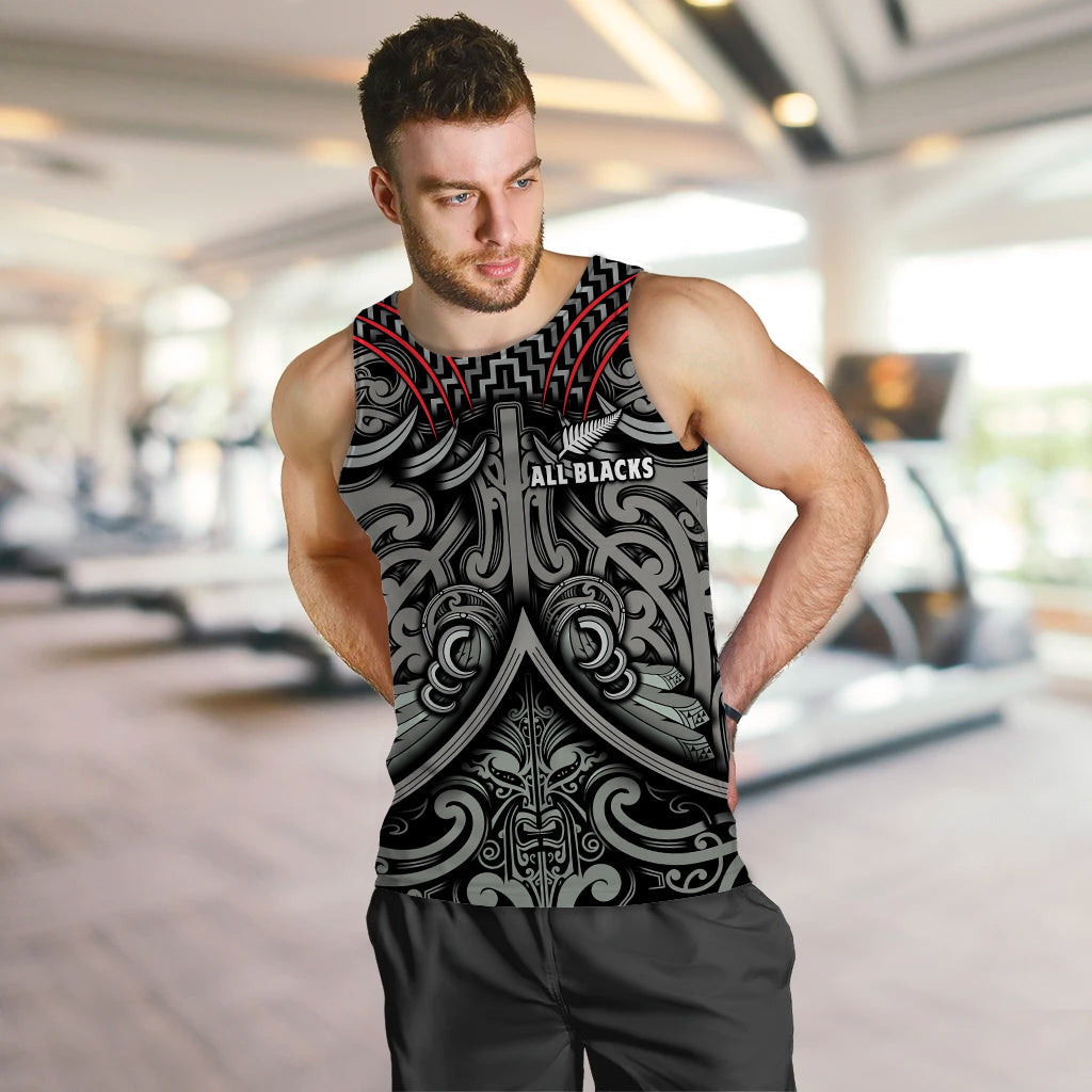 (Custom Text and Number) New Zealand Silver Fern Rugby Men Tank Top All Black NZ Maori Pattern LT13 - Polynesian Pride