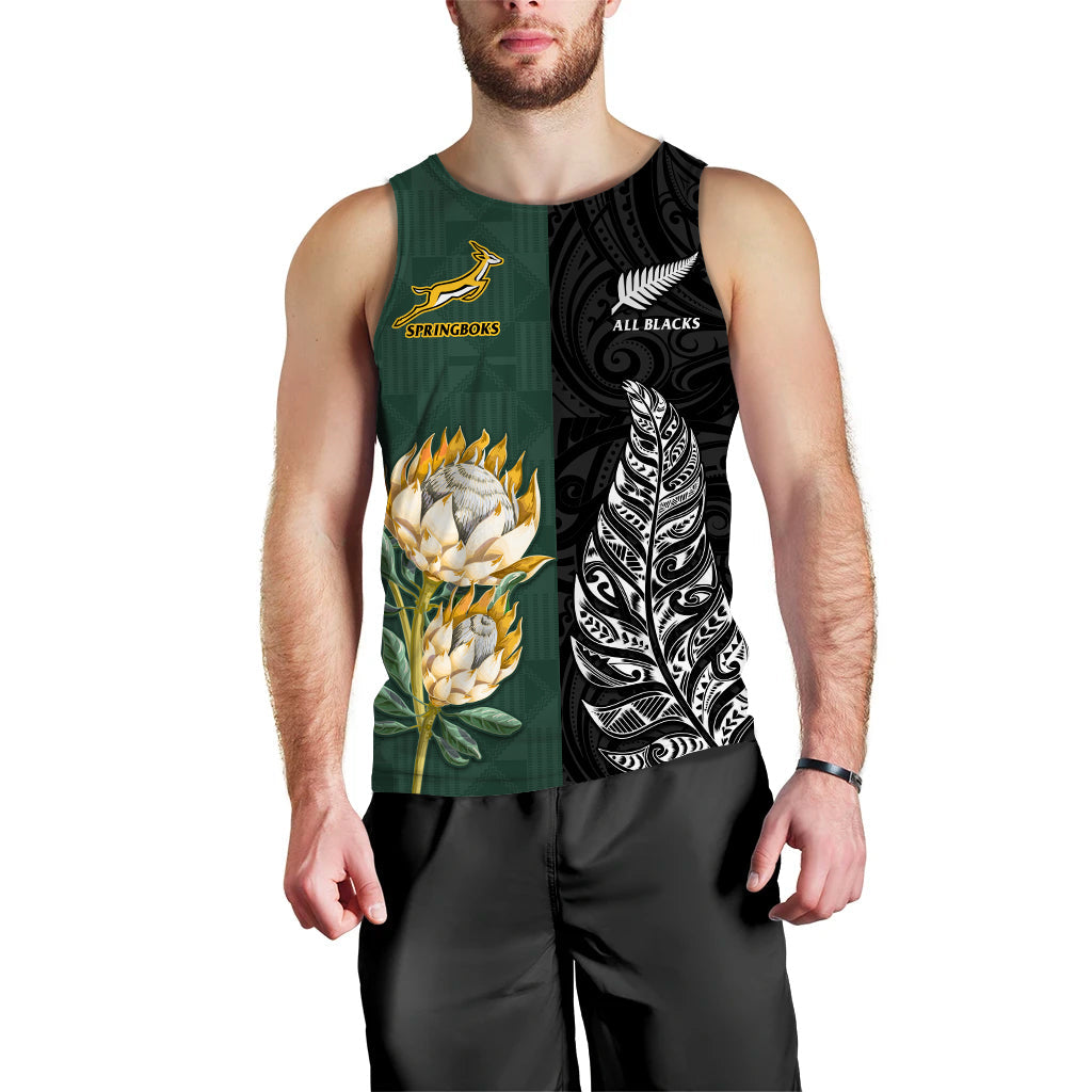 South Africa Protea and New Zealand Fern Men Tank Top Rugby Go Springboks vs All Black LT13 Art - Polynesian Pride