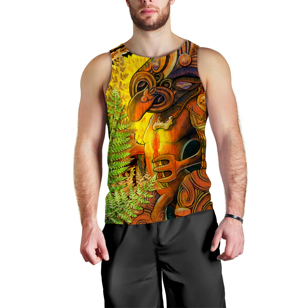 (Custom Personalised) Hei Tiki Maori Men Tank Top Fern Aotearoa Ta Moko Sun LT13 Art - Polynesian Pride