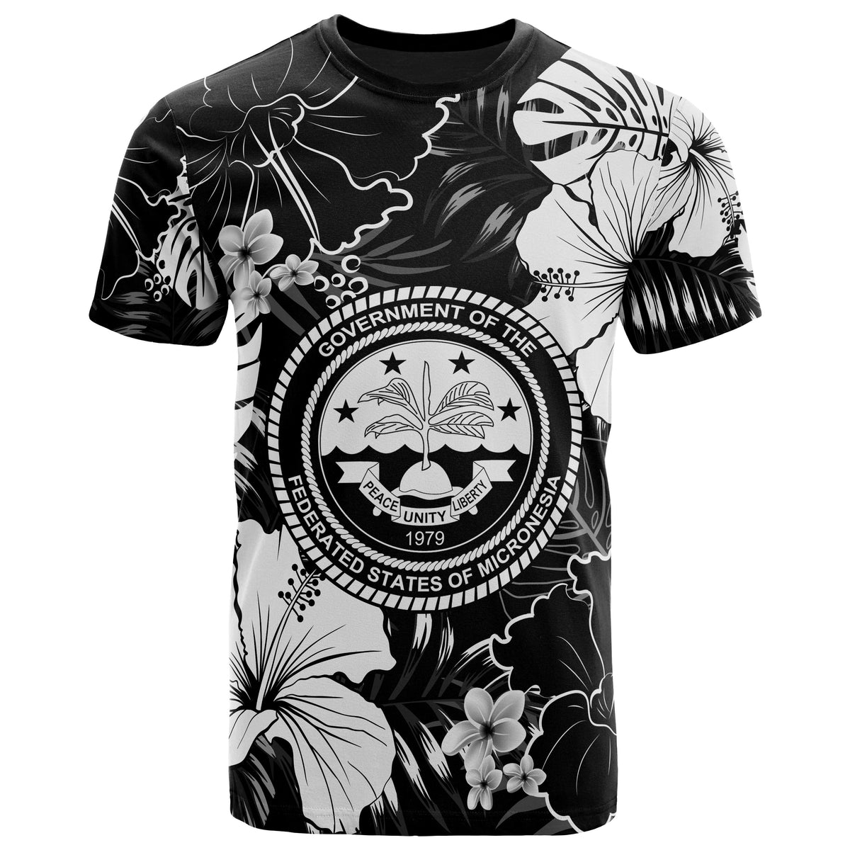 Federated States of Micronesia T Shirt White Hibiscus Palm Monstera Unisex WHITE - Polynesian Pride