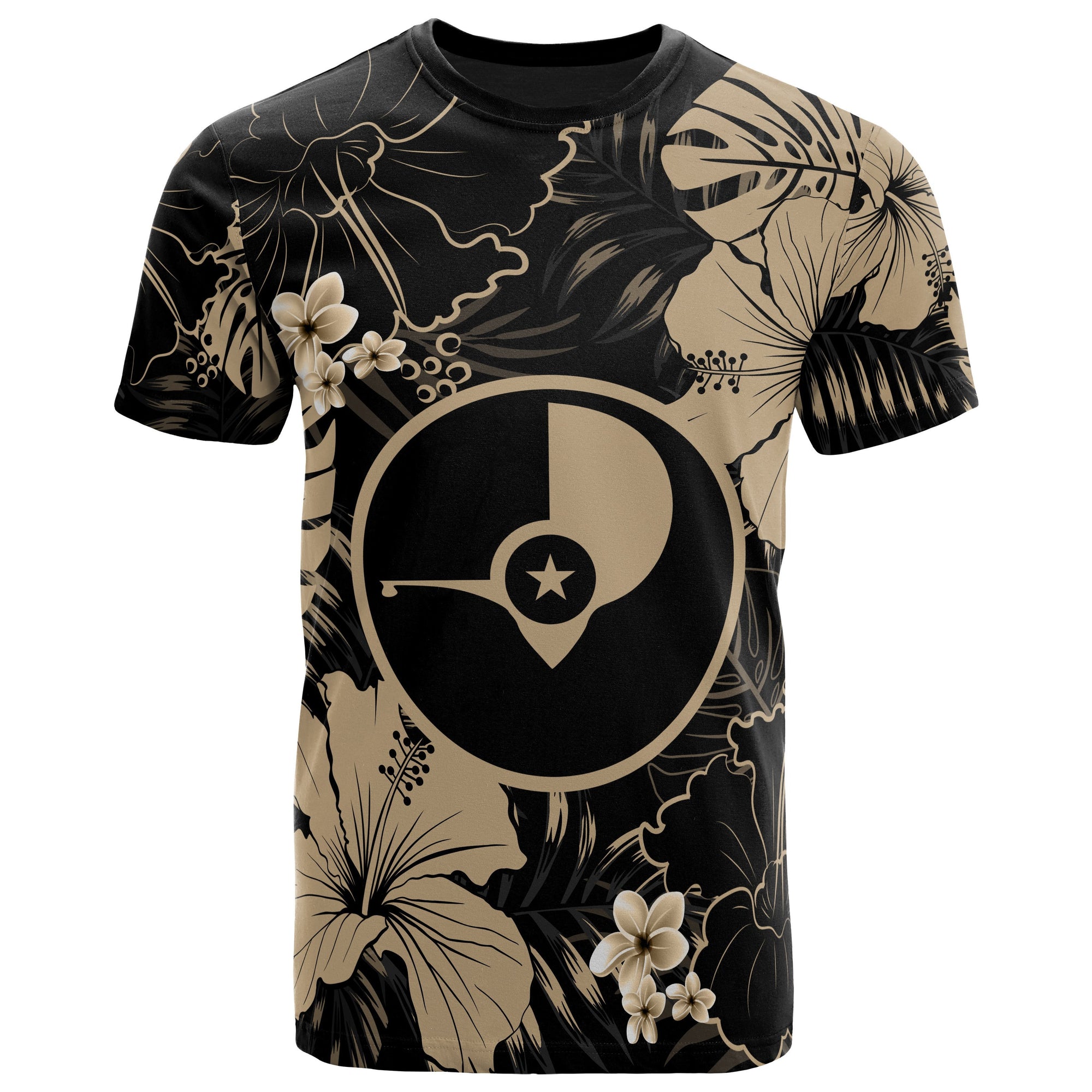 Yap Micronesia T Shirt Yellow Hibiscus Palm Monstera Unisex YELLOW - Polynesian Pride