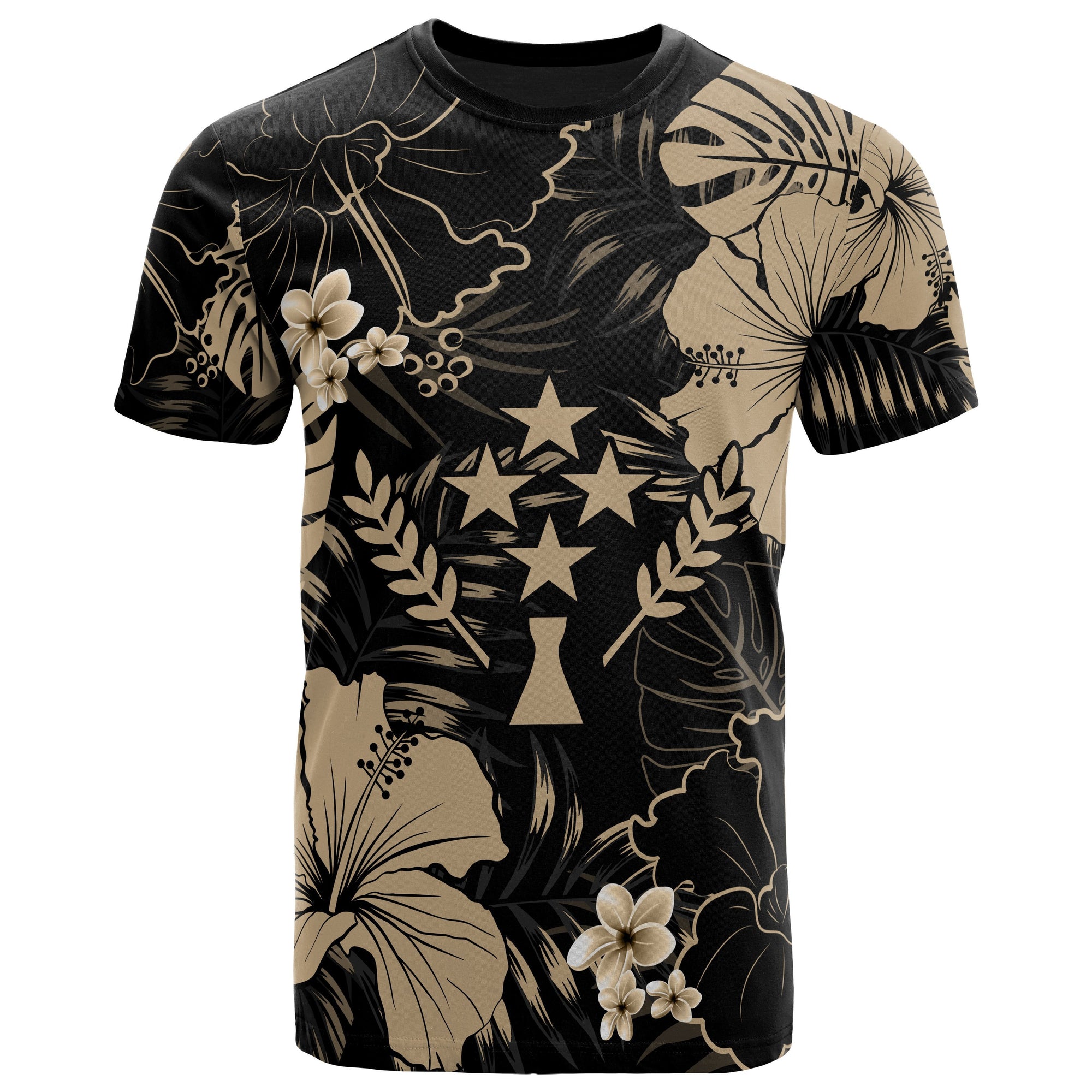 Kosrae Micronesia T Shirt Yellow Hibiscus Palm Monstera Unisex YELLOW - Polynesian Pride