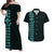 Hawaiian Kakau Matching Dress and Hawaiian Shirt Simple Style No.2 LT6 Teal - Polynesian Pride