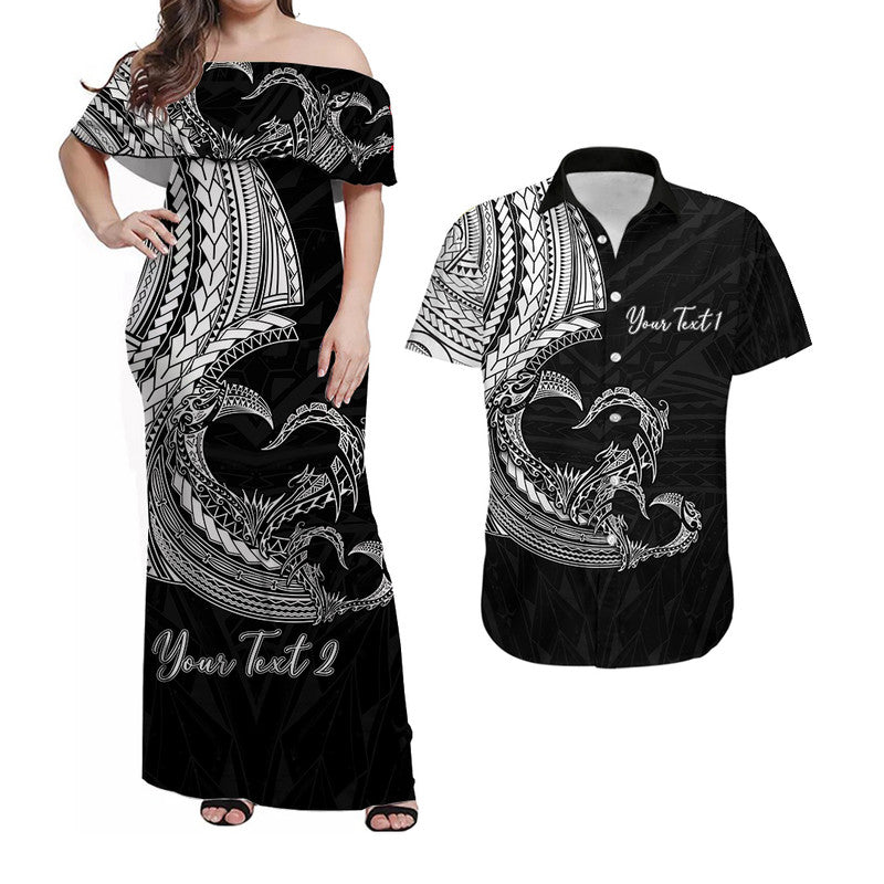 Custom Outfit For Couple Polynesian Valentine Matching Dress and Hawaiian Shirt Heart Tattoo White Style LT6 White - Polynesian Pride