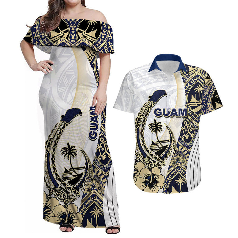 Guam Fish Hook Matching Hawaiian Shirt and Dress White Style LT6 white - Polynesian Pride