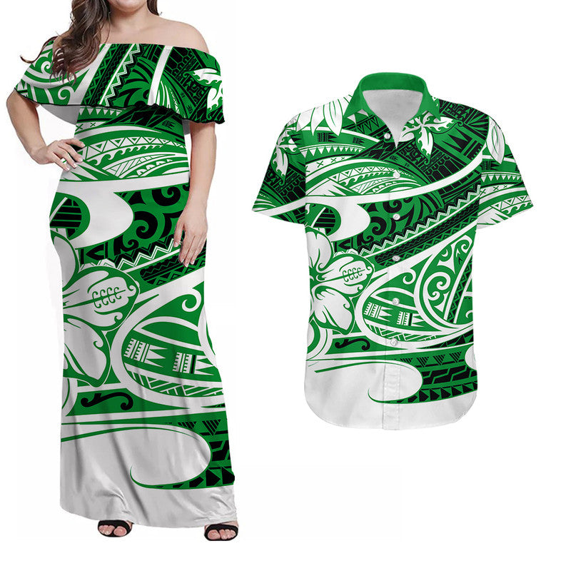 Hawaii Polynesian Tribal Matching Dress and Hawaiian Shirt Green LT6 Green - Polynesian Pride