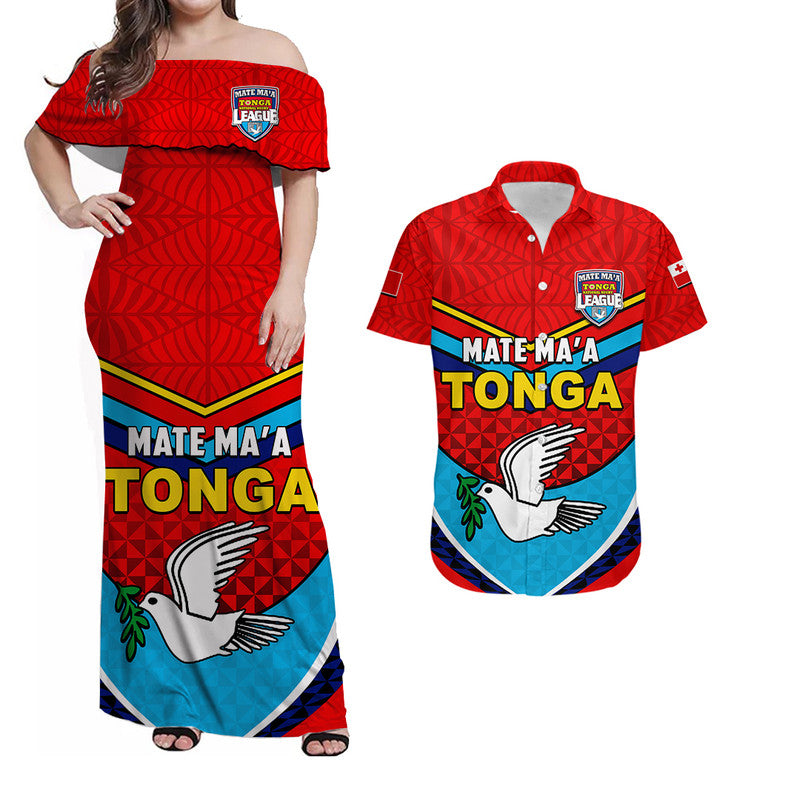 Tonga Mate Ma'a Rugby Matching Dress and Hawaiian Shirt Jersey LT6 Red - Polynesian Pride