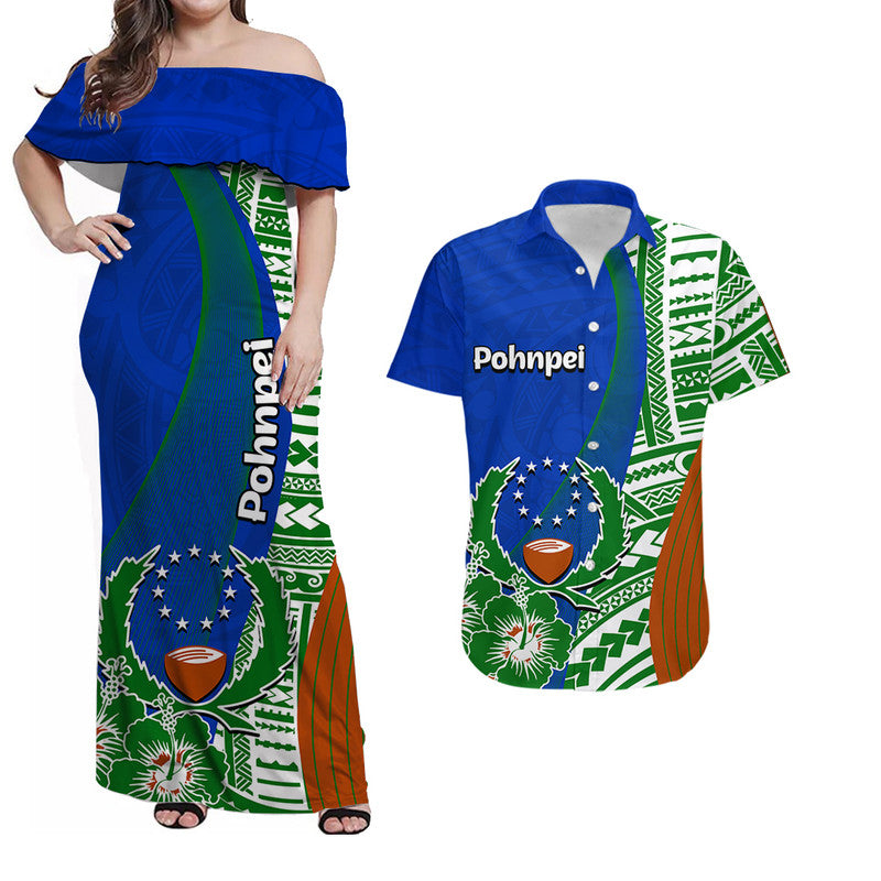 Pohnpei Of Micronesia Matching Dress and Hawaiian Shirt Vibe Style LT6 Blue - Polynesian Pride