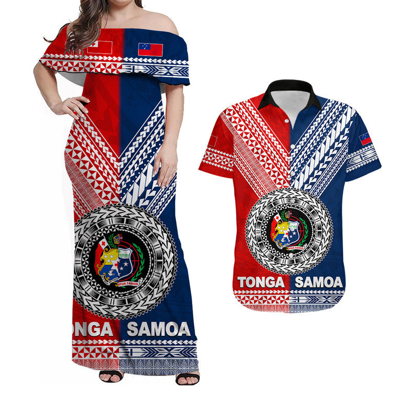 Tonga Samoa TokoUso Polynesian Matching Dress and Hawaiian Shirt LT6 Red - Polynesian Pride