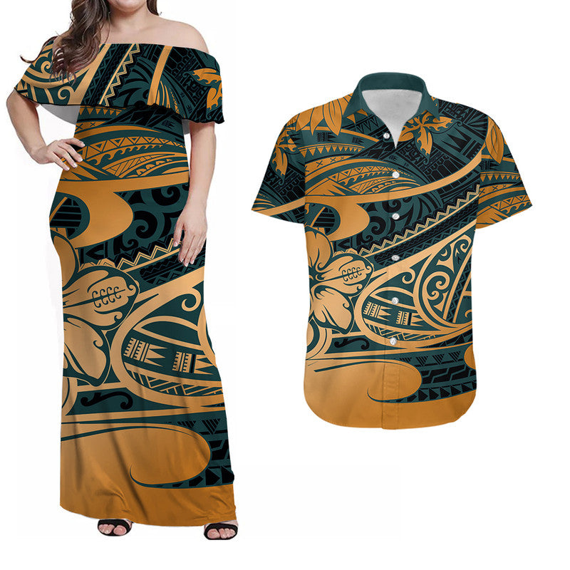 Hawaii Polynesian Tribal Matching Dress and Hawaiian Shirt LT6 Green - Polynesian Pride