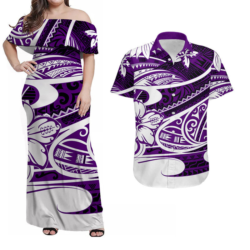 Polynesian Tribal Matching Dress and Hawaiian Shirt Purple LT6 Purple - Polynesian Pride