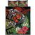 Hawaii Dophin Couple Love Polynesian Flower Quilt Bed Set - AH Black - Polynesian Pride