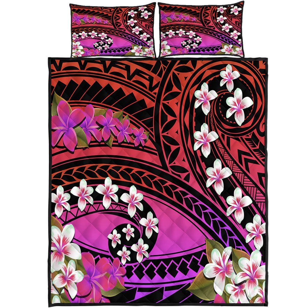 Hawaii Plumeria Polynesian Quilt Bed Set - Hope - Purple - AH Art - Polynesian Pride