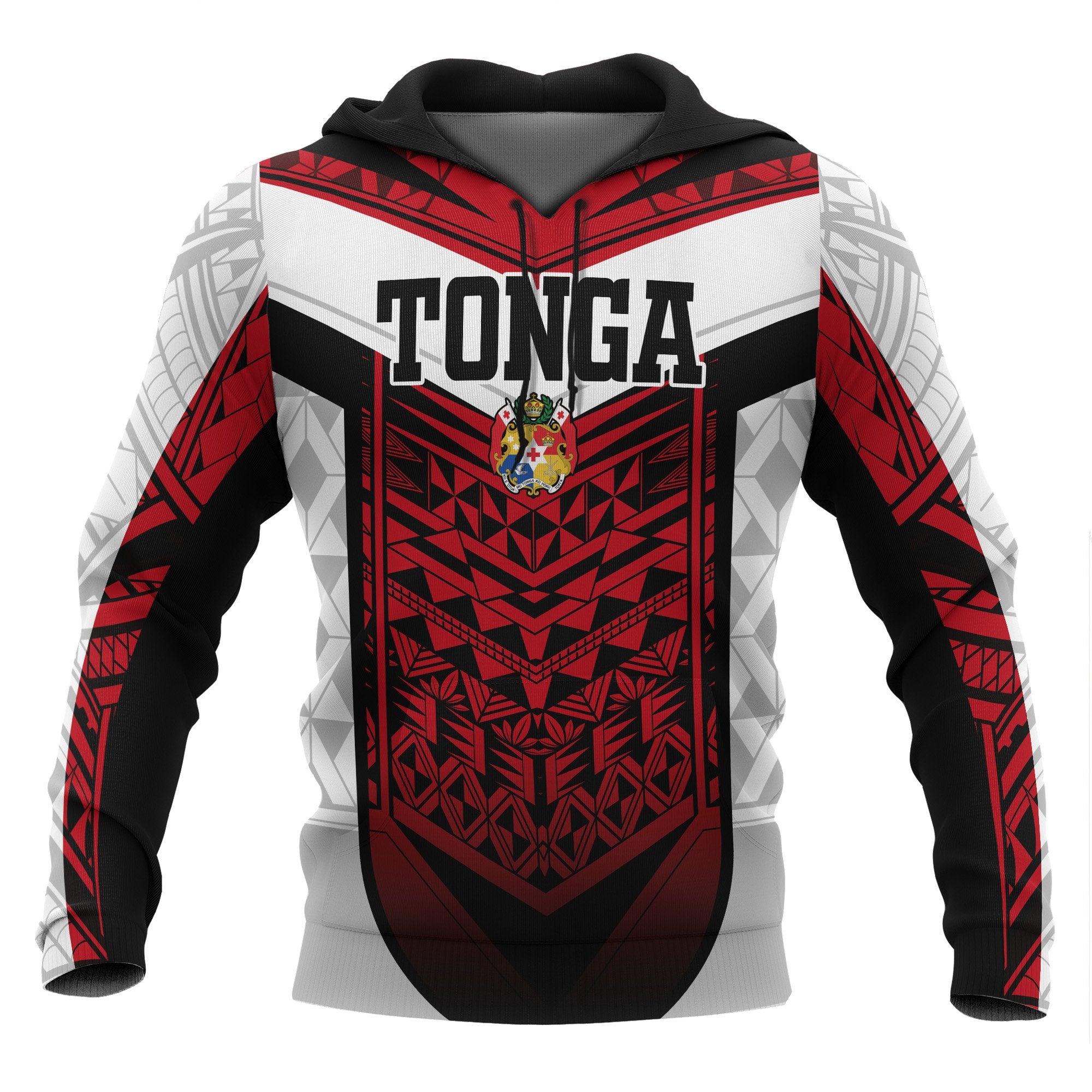 Tonga Polynesian Hoodie Tongan Pattern Unisex Red - Polynesian Pride